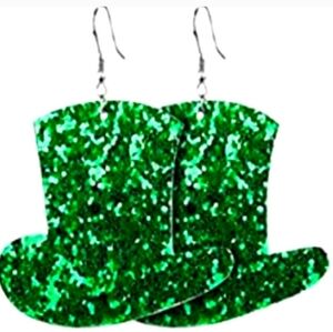 Green St Pattys Earrings St. Patrick"s Day Glittery Fashion Jewelry Luck NEW